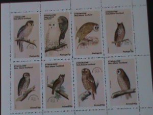 EYNHALLOW-SCOTLAND WORLD LOVELY BEAUTIFUL OWLS MNH  SHEET VF-EST.VALUE $12