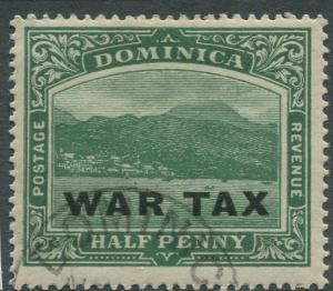 Dominica -Scott MR3 - War Tax Overprint Issue -1918 - FU - Single 1/2p  Stamp
