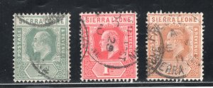 Sierra Leone, Scott #90-92   VF, Used, Edward VII, CV $3.65 ... 5690048