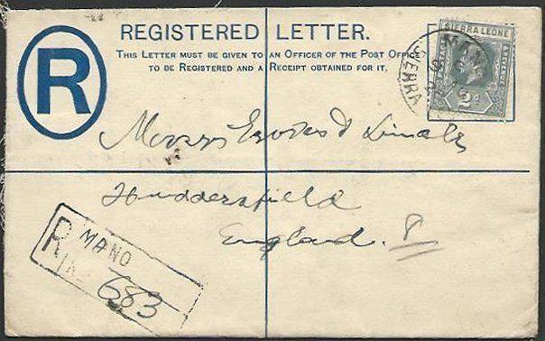 SIERRA LEONE 1928 GV 3d Registered cover to UK, ex MANO....................57002