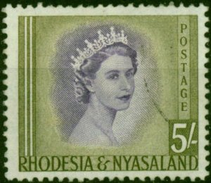 Rhodesia & Nyasaland 1954 5s Violet & Olive-Green SG13 Fine Used