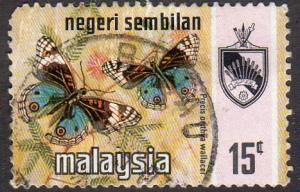 Malaysia - Negeri Simbilan 90 - Used - 15c Blue Pansy Butterfly (1971)