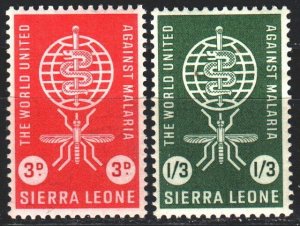 Sierra Leone. 1962. 206-7. Malaria control, mosquitoes. MNH.