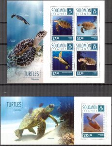 Solomon Islands 2014 Turtles I sheet +S/S MNH