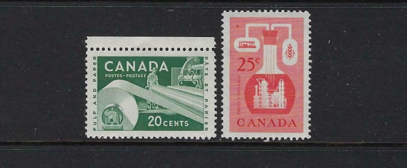 CANADA SCOTT #362-363 1956 CHEMICAL/PAPER INDUSTRIES - MINT NEVER HINGED