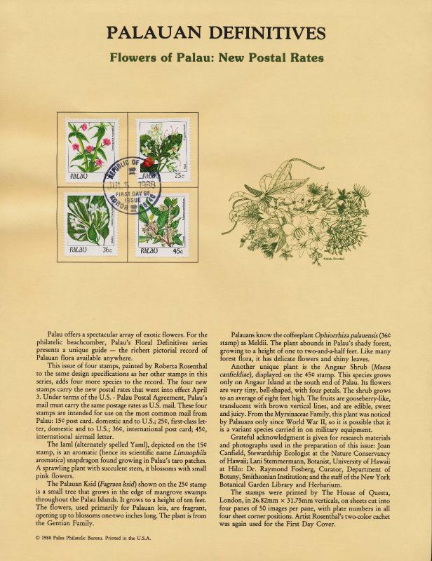 Palau 131,3-4,7 on Souvenir Page - Flowers