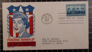 Scott 1013 - 3 Cents Women Armed Forces Ken Boll FDC Typed Address Planty 1013-8