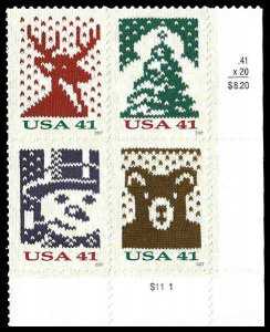 PCBstamps   US #4207/4210 PB $1.64(4x41c)Christmas Knits, MNH, (PB-4a)