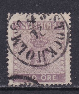 Sweden Scott 7, 1858 9 ore , VF Used.  Scott $250