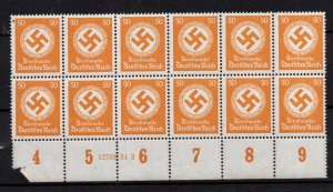 Germany 1942 50pf Official Swastika MNH block WS36867