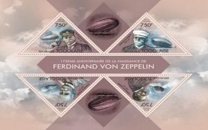 Togo - 2013 Ferdinand Von Zeppelin  4 Stamp Sheet 20H-707