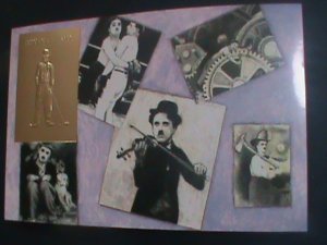 GUYANA-GOLD REPLICA- CHARLEY CHAPLIN-FUNNY ACTOR  IMPERF: MNH S/S- VF-RARE