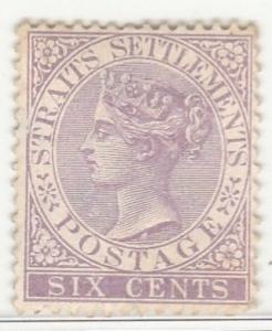 MALAYA Straits Settlement 1884 QV 6c CrownCA MH SG #66 M1269