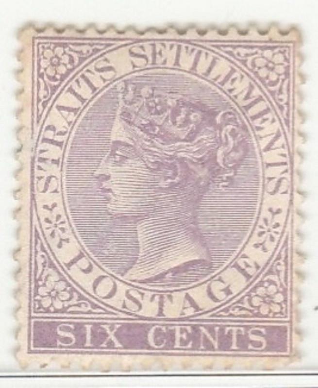 MALAYA Straits Settlement 1884 QV 6c CrownCA MH SG #66 M1269