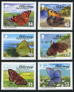 Alderney 313-318, 318a sheet, MNH. Butterflies, 2008.