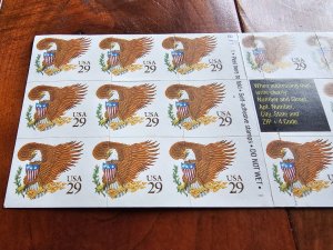 U.S. Scott #2595 Eagle/Shield Booklet of 17 EFO Mis-Cut Error Stamps