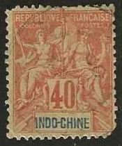 Indochina Sc. 16, used, corner fault.  1892.  (i147)