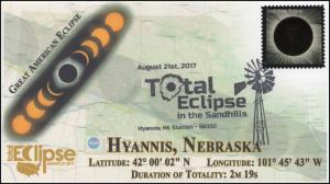 17-202, 2017, Total Solar Eclipse, Hyannis NE, Event Cover, Pictorial Cancel