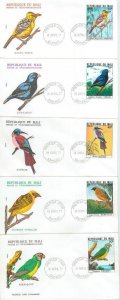 75756 - MALI - Postal History - Set of 5  FDC COVERs  Birds   1977