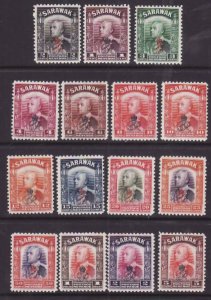 Sarawak-Sc#159-73- id9-unused og NH  set-Sir C.V. Brooke-overprinted-KGVI-1947-