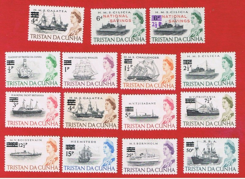 Tristan da Cunha #108 #132-32a #141-152 MVFLH OG  Ships