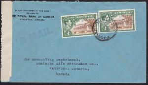 JAMAICA WW2 censor cover to Canada..........................................9445