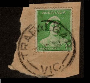 Australia  #180  Used  on piece, postmark TRAFALGAR CV $0.70
