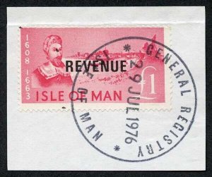 Isle of Man One Pound Deep Pink QEII Pictorial Revenue CDS On Piece