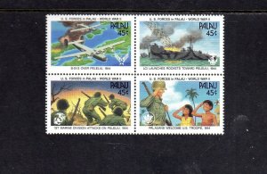 PALAU #257a 1990 WWII MINT VF NH O.G BLOCK 4