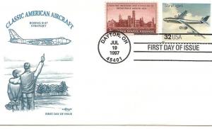1997 FDC.  Two Commerative Stamps- $.32 and a $.03.  EF