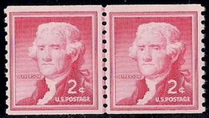 1055S 2 cent 1954 Thomas Jefferson LP Stamp mint OG NH VF