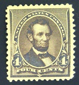 US Scott #222 - XF -MNH - 4c Lincoln - Dark Brown - 1890