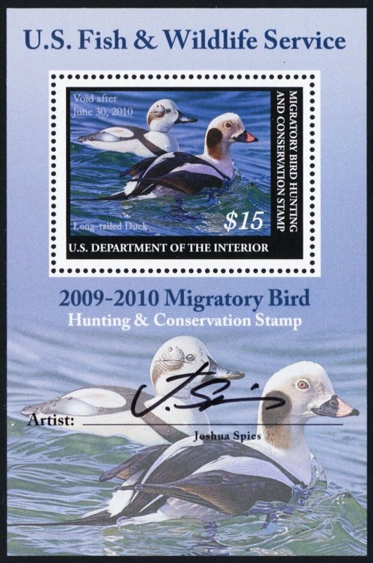 RW76b, Mint NH Signed Souvenir Sheet of One Duck Stamp - Stuart Katz