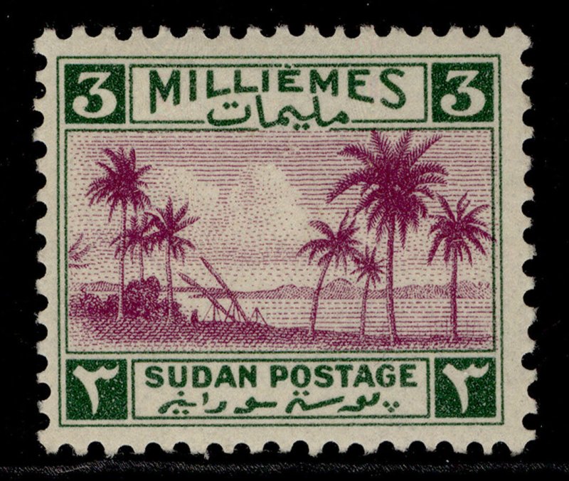 SUDAN GVI SG83, 3m mauve & green, M MINT.