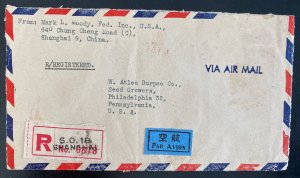 1948 Shanghai China Airmail Cover To Pensilvania PA Usa Inflation Stamp