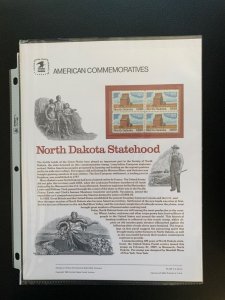 1989 Scott 2403  25c North Dakota statehood stamp panel strip of 5 MNH