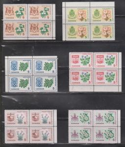 CANADA - Scott 418-429A Mint Never Hinged Stamps - Provincial Flowers Blocks Of