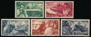 POLAND Sc 719-23 Mint Hinged - 1956 - Sailors & Ships - COMPLETE SET - See Desc