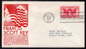 US 926 Francis Scott Key C Anderson Red Typed FDC