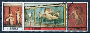 Ajman 2454 A-2456 A CTO Pompeian Nude Paintings ZAYIX 0424M0055