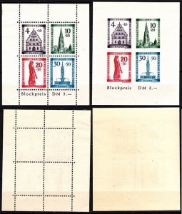 GERMANY / French Zone Baden 1949. Freiburg Reconstruction. Both Souv Sheets, MNH