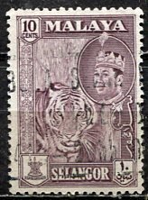 Malaya Selangor; 1961: Sc. # 119; Used Single Stamp