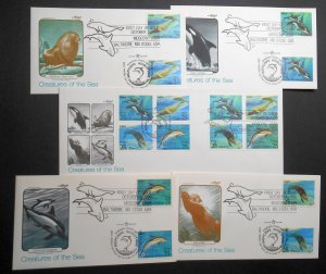 1990 Creatures of the Sea Sc 2511a USA & USSR cancels 5 Artmaster cachets
