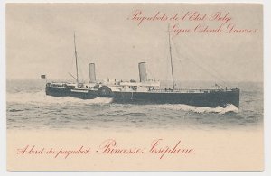 Postal stationery Belgium 1904 Ferry boat - Oostende - Dover - Orincess Josephin