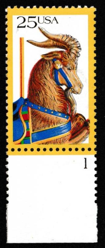 SC# 2393 - (25c) - Carousel Animals: Goat, MNH plate # single  #1