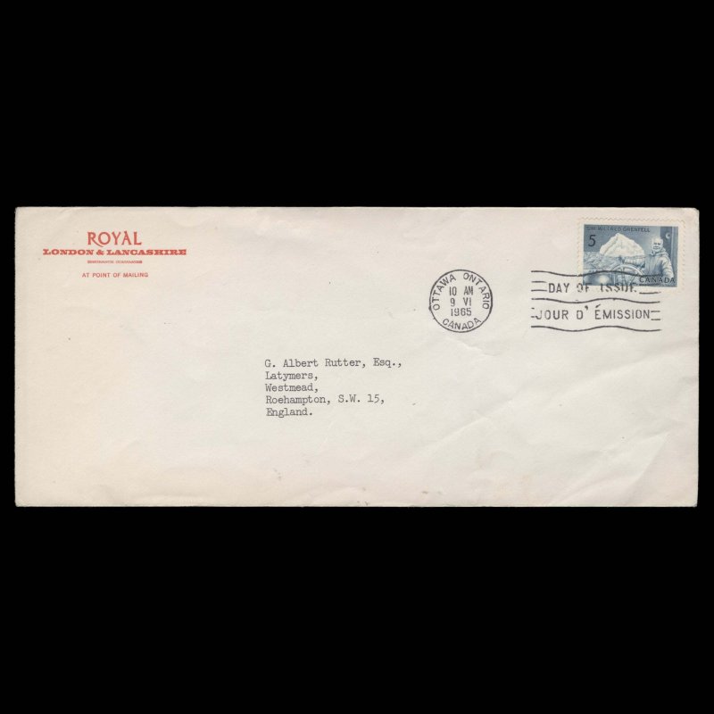 Canada 1965 (FDC) 5c Wilfred Grenfell, OTTAWA ✔️