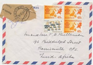 Damaged mail cover Netherlands - South Africa 1982 Recovered - Label / Tape