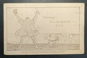 1919 WWI Comic Postcard Military Post Office Cancel to Connecticut