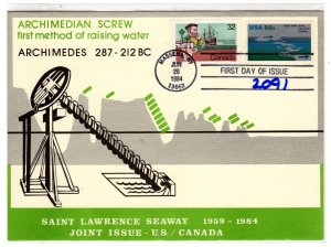 #2091 Saint Lawrence Seaway Carol Gordon FDC 26 Jun 1984 Signed on the Back