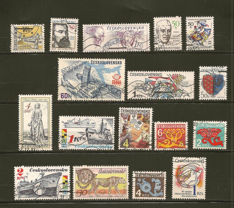Czechoslovakia Lot of 17 Different 1980's Stamps CTO